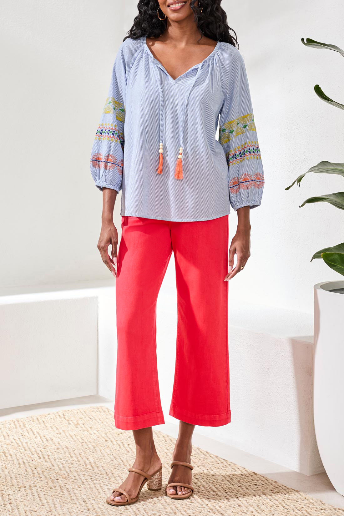 Tribal RAGLAN SLV BLOUSE W/ EMBROIDERY 6198O-SS26