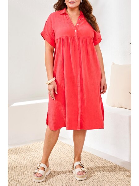 Tribal FLOWY SHIRT DRESS W/ HIDDEN PLACKET 6054O-SS26