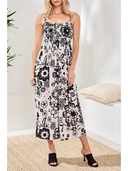 Tribal BRA FRIENDLY DRESS W/ SMOCKED BODICE 973O-SS26