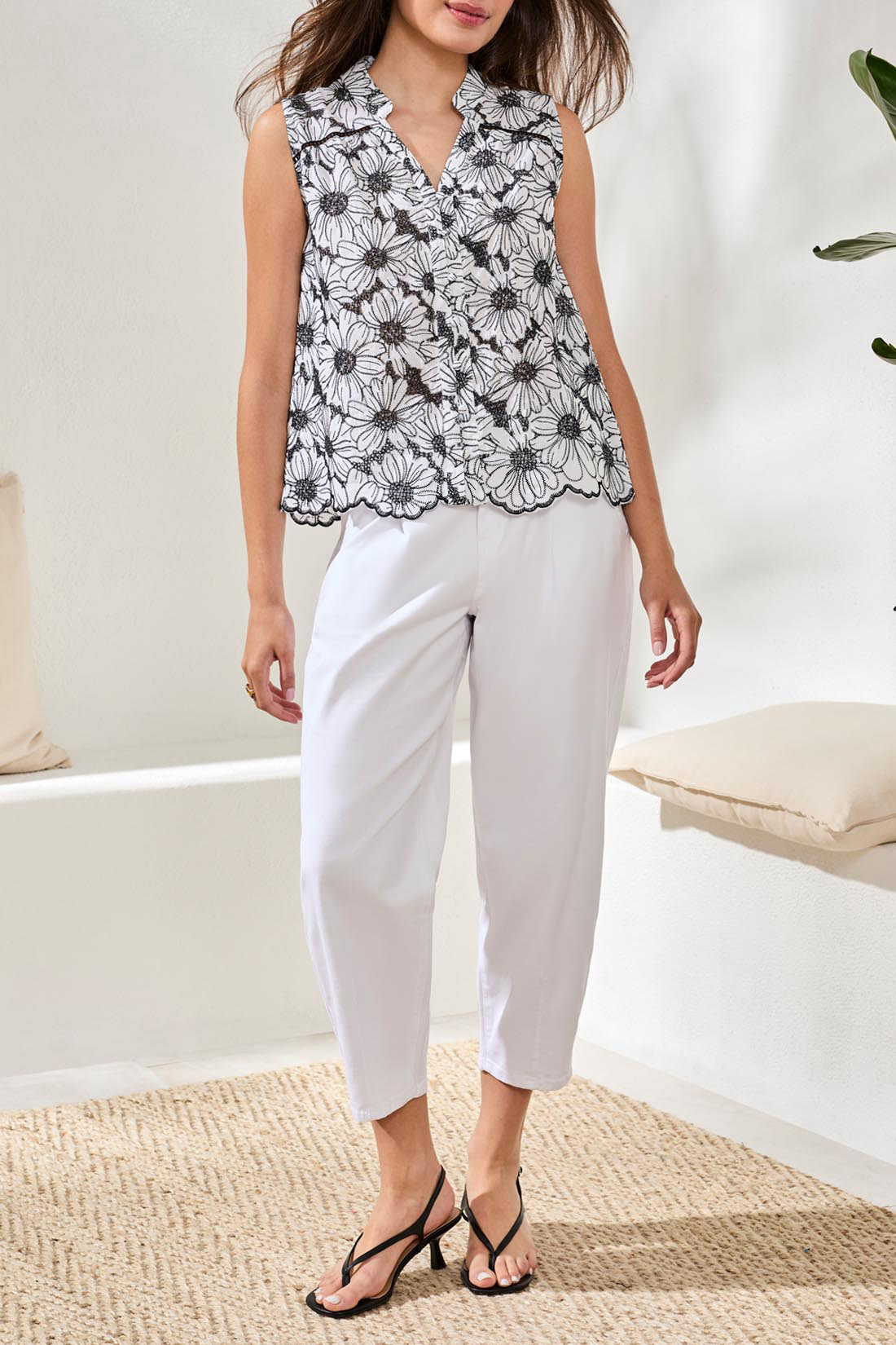 Tribal SLV/LESS BUTTON FRONT BLOUSE 6213O-SS26