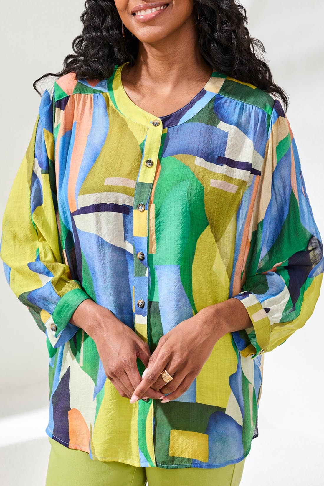 Tribal DOLMAN SLV WIDE BLOUSE 5539O-SS26