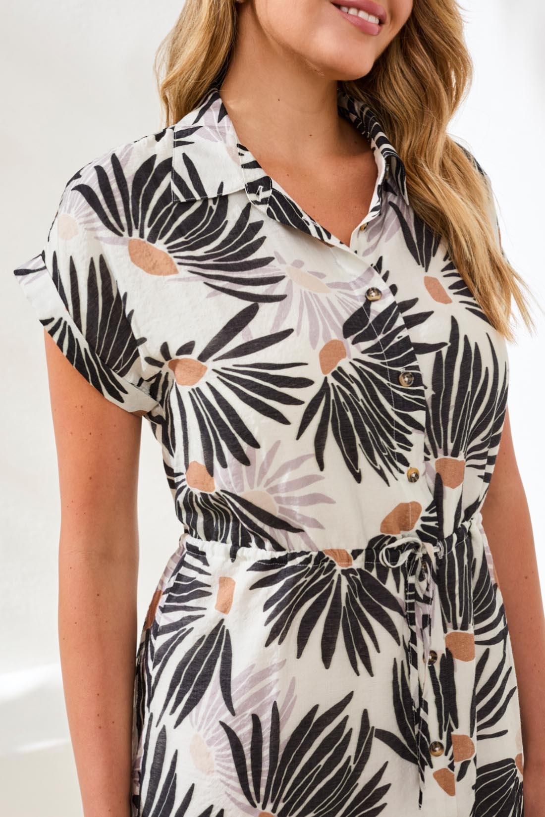 Tribal LINED SHIRT DRESS W/ WAIST DRAWCORD 6111O-SS26