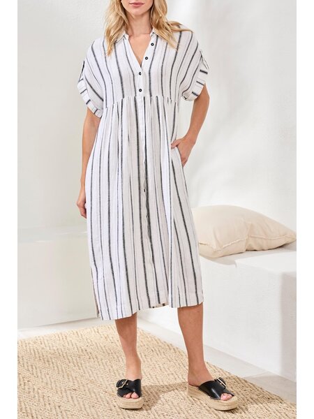 Tribal FLOWY SHIRT DRESS W/ SLIT & HIDDEN PLACKET 6095O-SS26