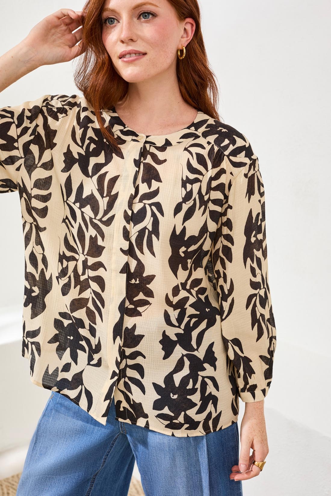Tribal 3/4 SLV BLOUSE W/ HIDDEN BTN PLACKET 3111O-SS26