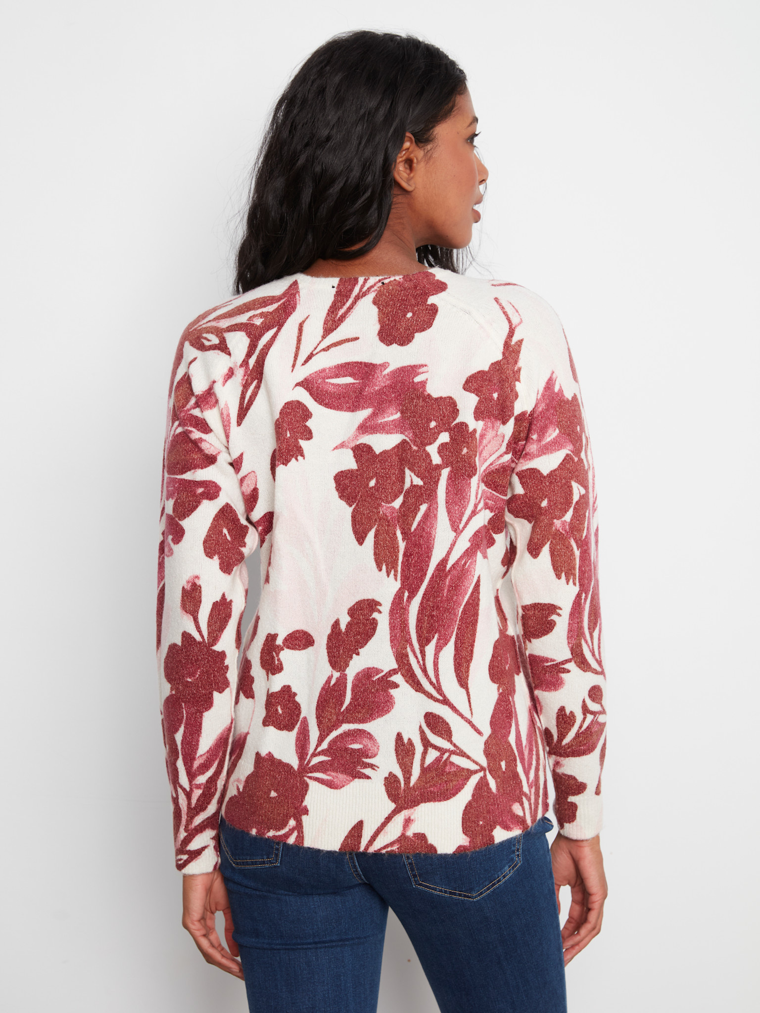 Charlie B Reversible Printed Raglan Long Sleeve Crew Neck Sweater C2268YR/918A -FW26