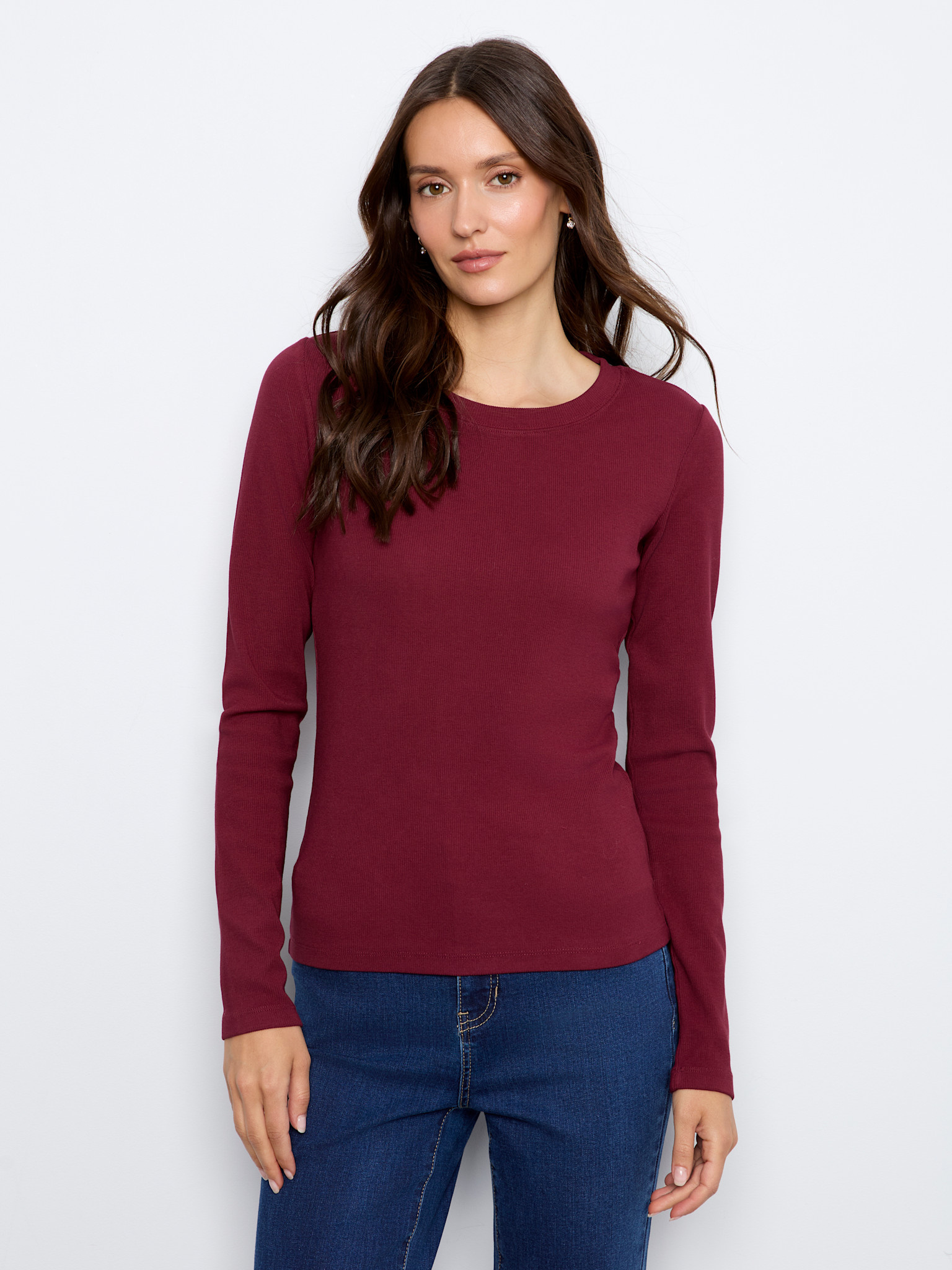 Charlie B Tencel Rib Long Sleeve Crew Neck Top FW26 C1448