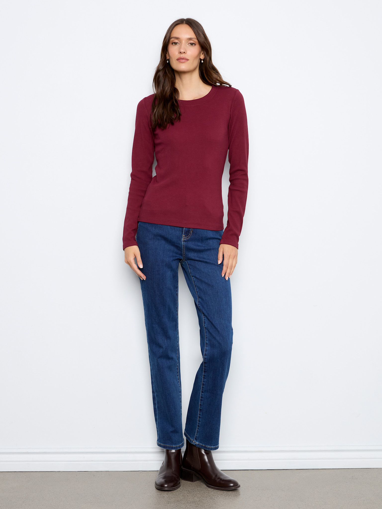 Charlie B Tencel Rib Long Sleeve Crew Neck Top FW26 C1448