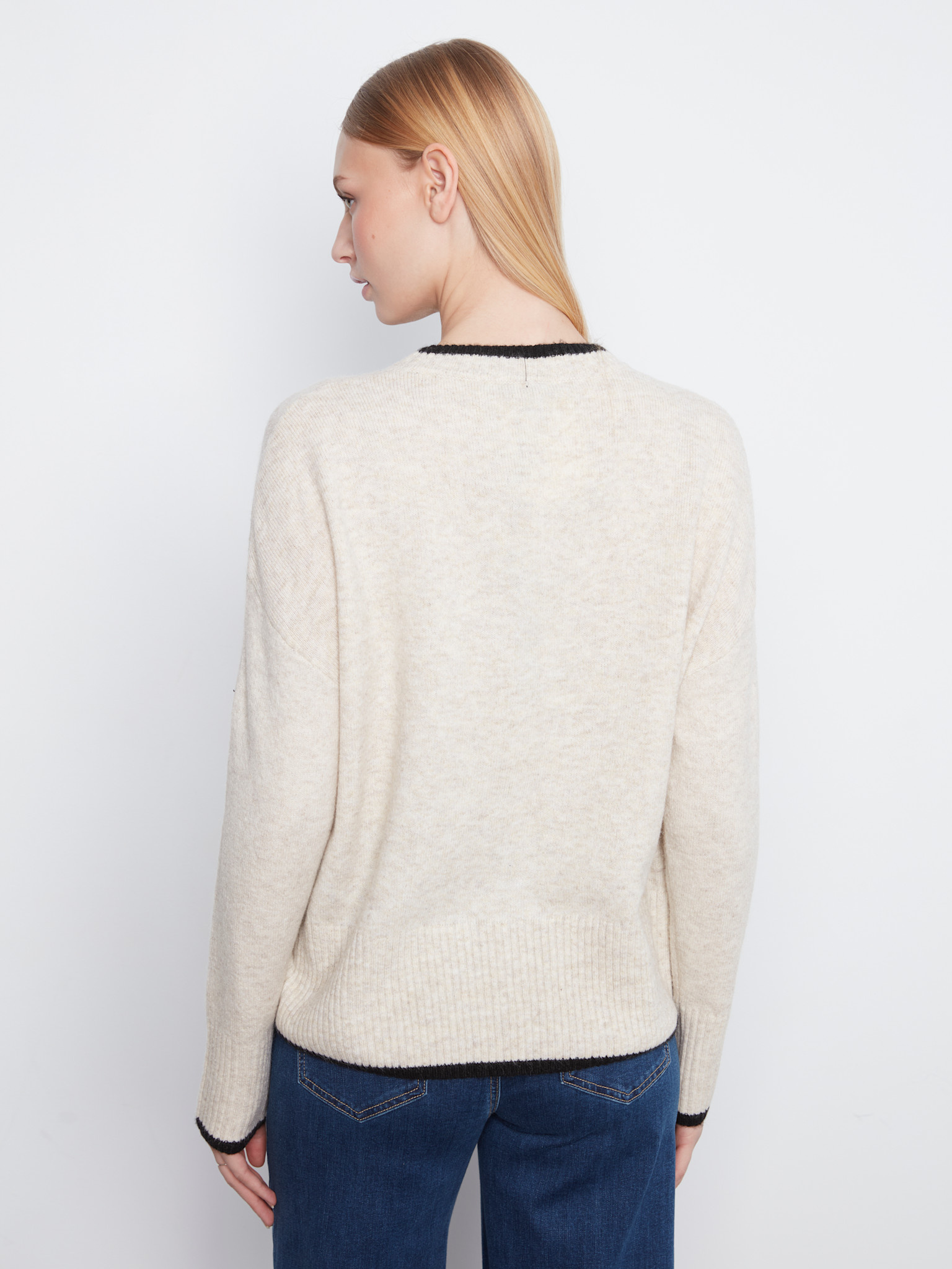 Charlie B Long Sleeve Drop Shoulder Mock Neck Sweater With Embroidery Detail C2026H/690C -FW26