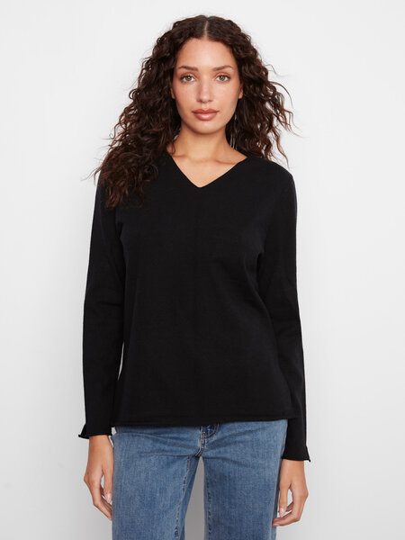 Charlie B Long Sleeve V Neck Sweater C2279RPR/464A -FW26