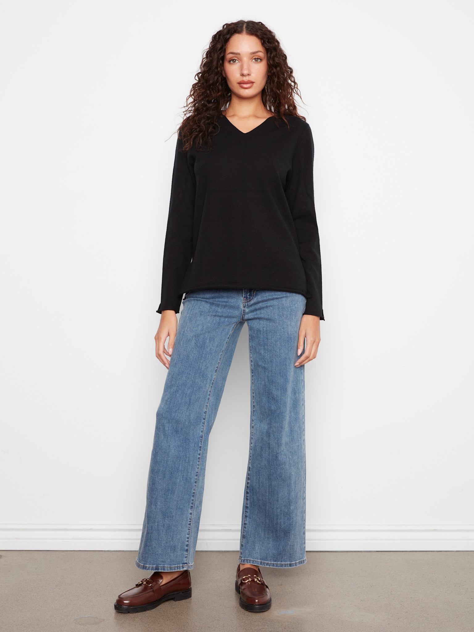 Charlie B Long Sleeve V Neck Sweater C2279RPR/464A -FW26