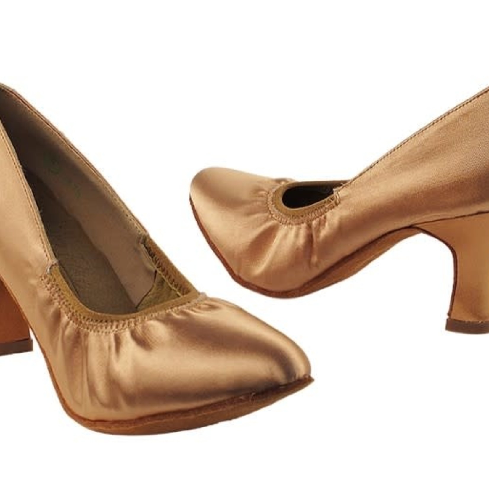 Very Fine Very Fine S9107 2.5" Tan Satin Elastic Ballroom Shoe