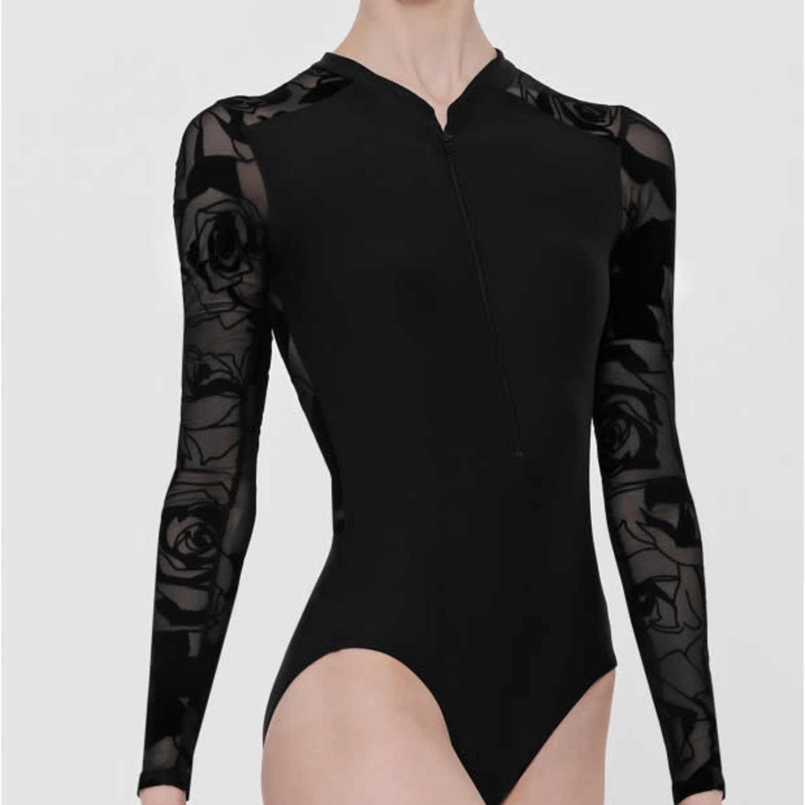 Wear Moi Wear Moi Felicite Zip-front Flocked Long Slv Leotard