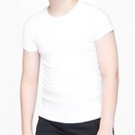 Body Wrappers Body Wrappers B190 Boys WHT Cotton Fitted Short Slv Shirt