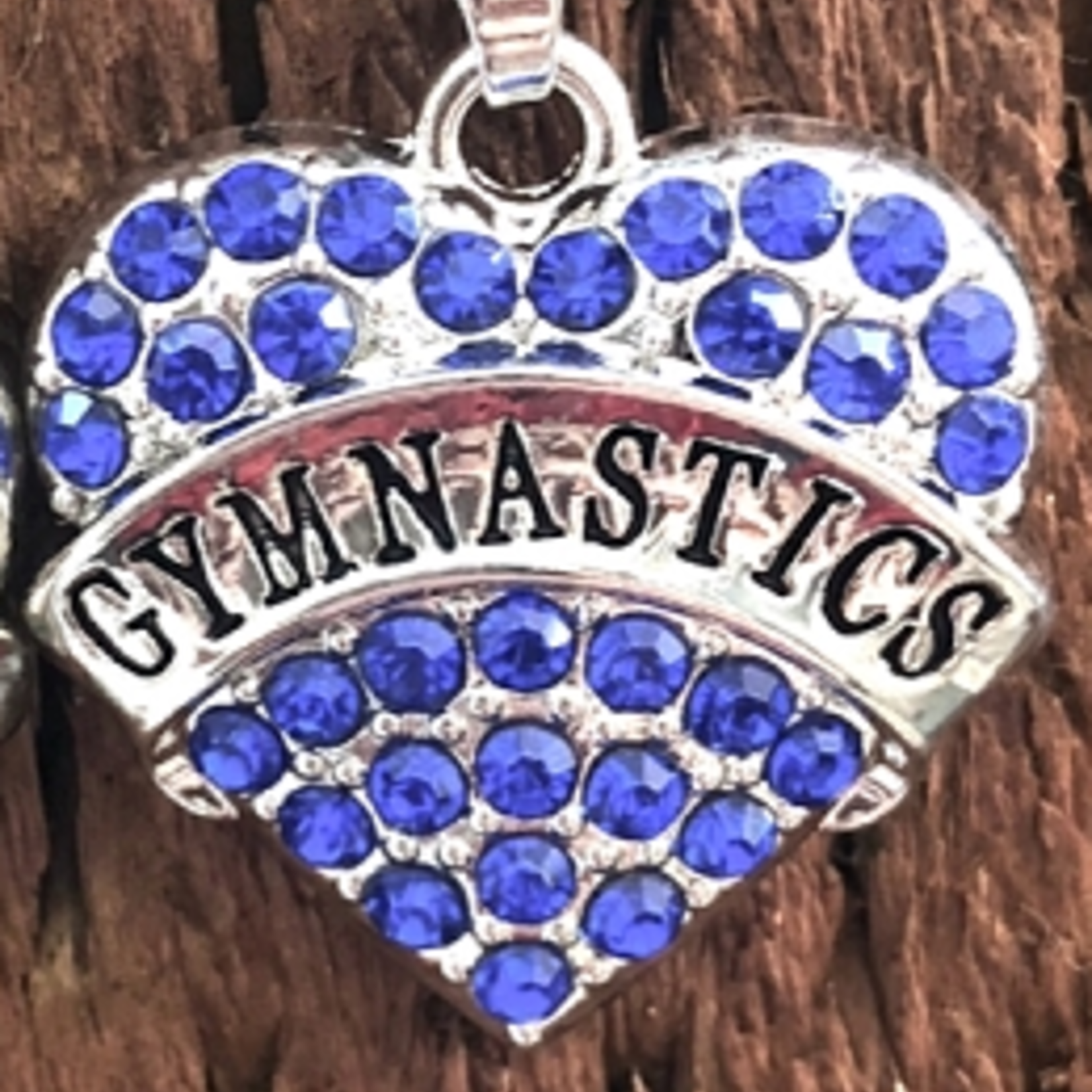 CJ Merchantile CJ Merchantile N68 Blue Rhinestone Gymnastics Heart Necklace
