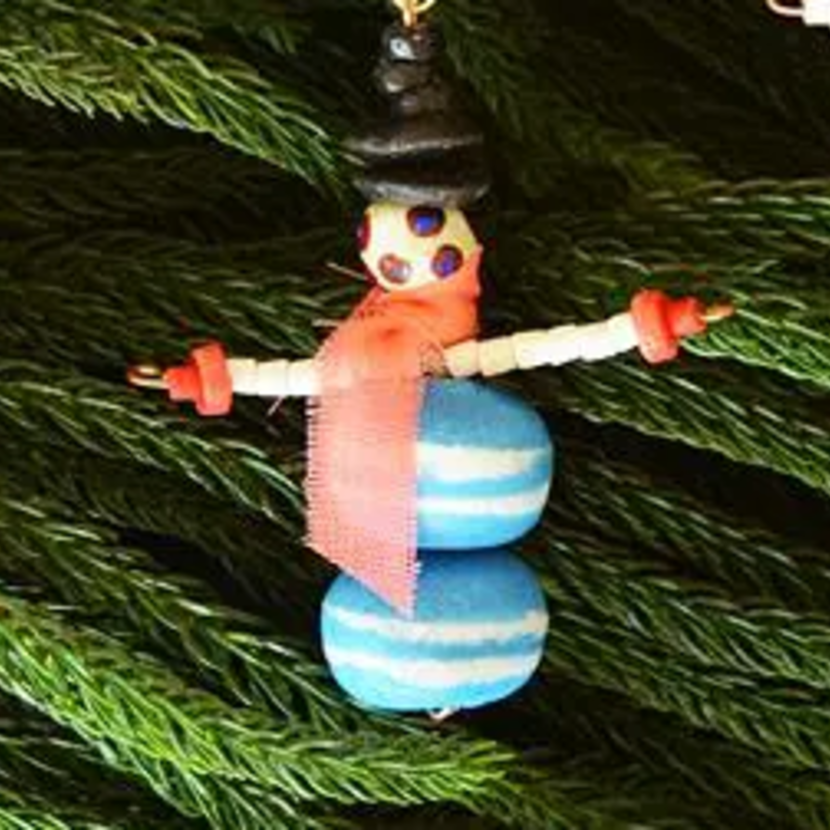 Global Mamas Global Mamas Recycled Glass Holiday Snowman - Blue