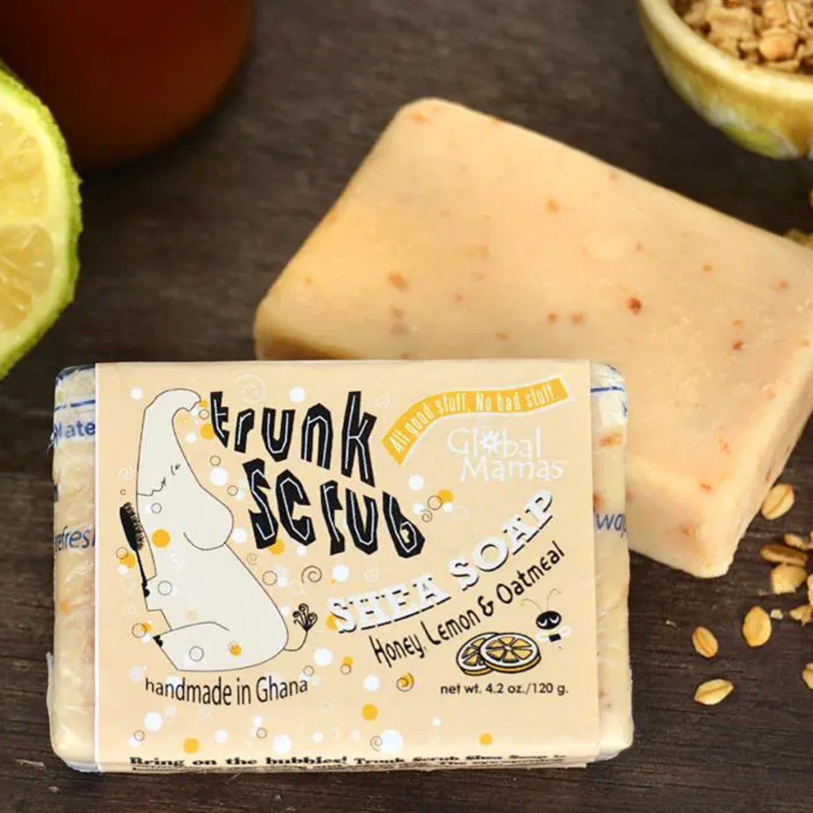 Global Mamas Global Mamas Trunk Scrub Honey, Lemon & Oatmeal Shea Soap