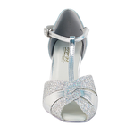 Very Fine Very Fine 6006 2.5" Silver Leather & Sparklenet Ballroom Shoe