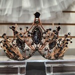 Tiara - Elegant Coppery-Gold and Black Diamond Rhinestone