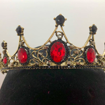 Tiara - Antique Brass Plated Tiara with Red Rhinestones and Combs