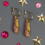 Nutcracker Ballet Gifts Gold Ballet Slippers and Pink Rhinestone Earrings