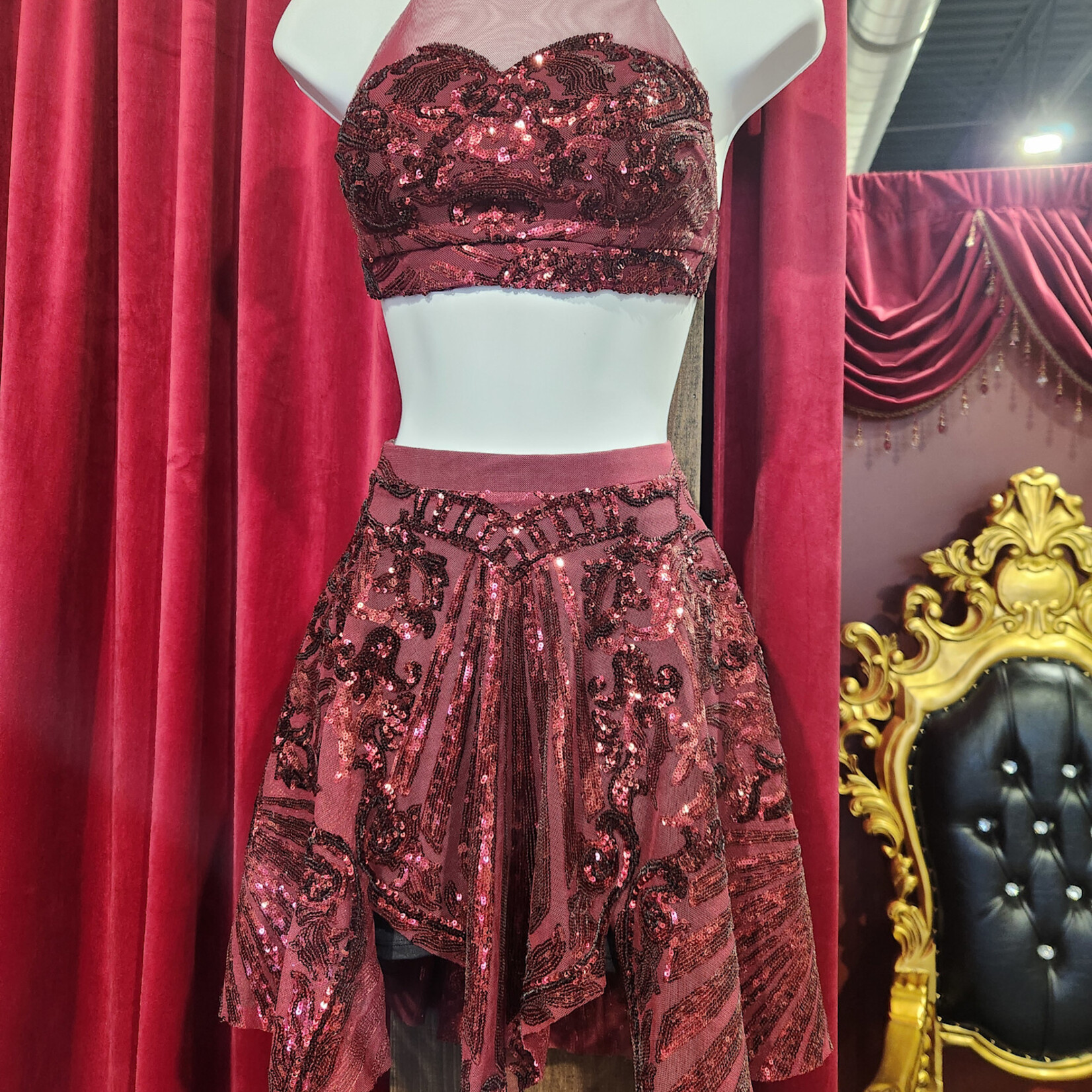 MK Dancewear MK Dancewear Burgundy 2-piece competition costume