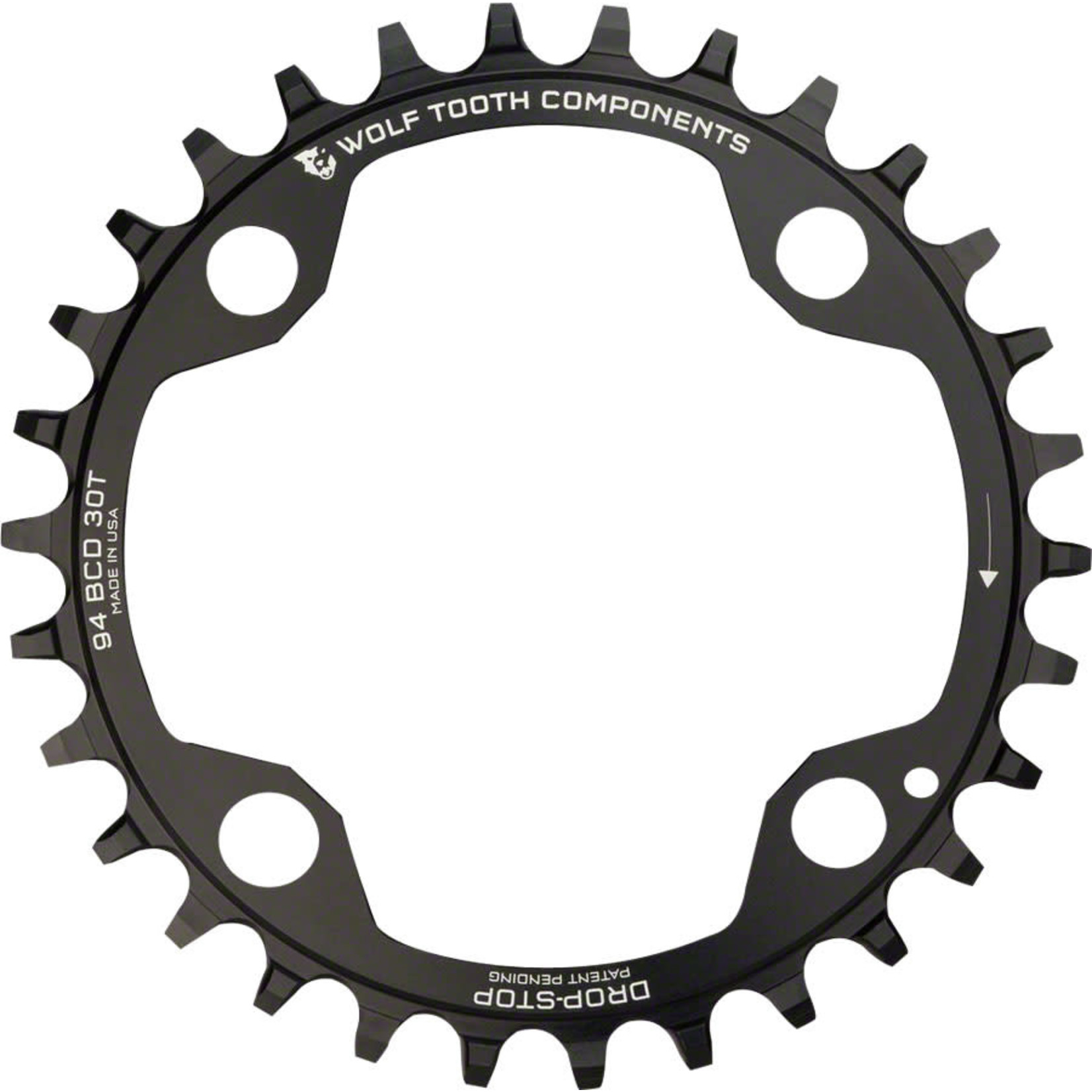 Wolf Tooth Wolf Tooth 94 BCD Chainring - 32t 94 BCD 4-Bolt Drop-Stop For SRAM Cranks Black