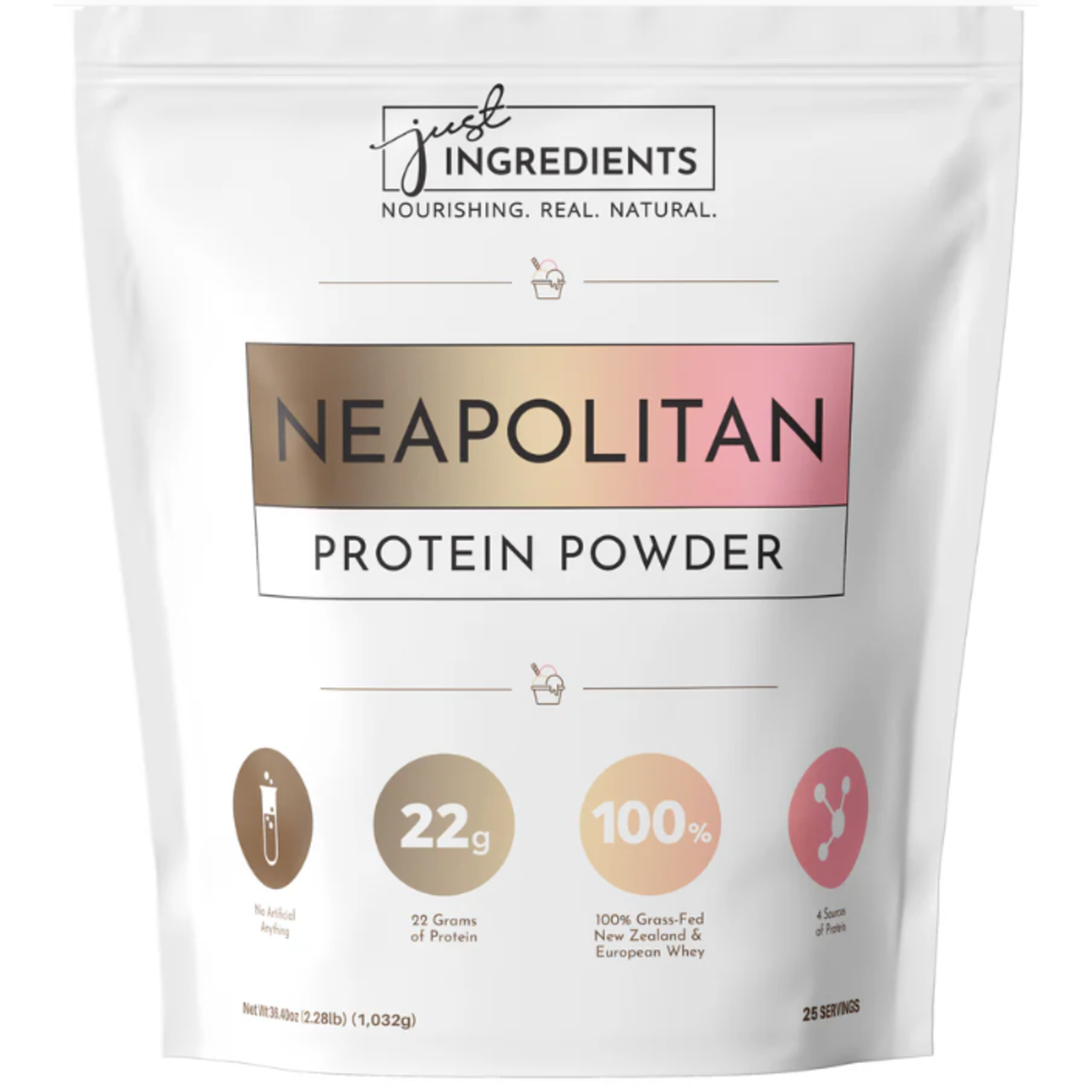 JUST INGREDIENTS Neapolitan Protein Powder 2.28 LBS