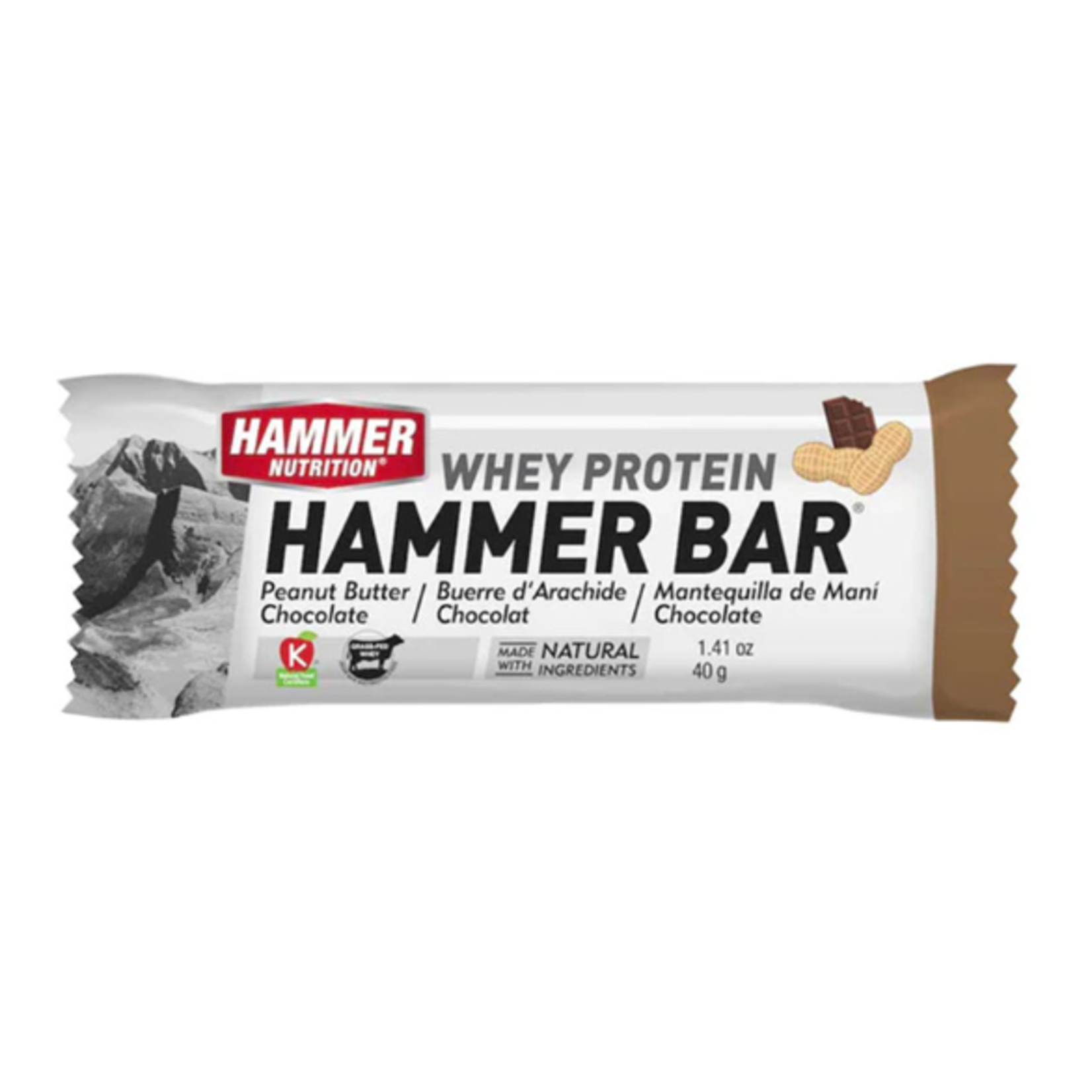 Hammer Nutrition Whey Protein Bar, Peanut Butter Chocolate, 12/Count