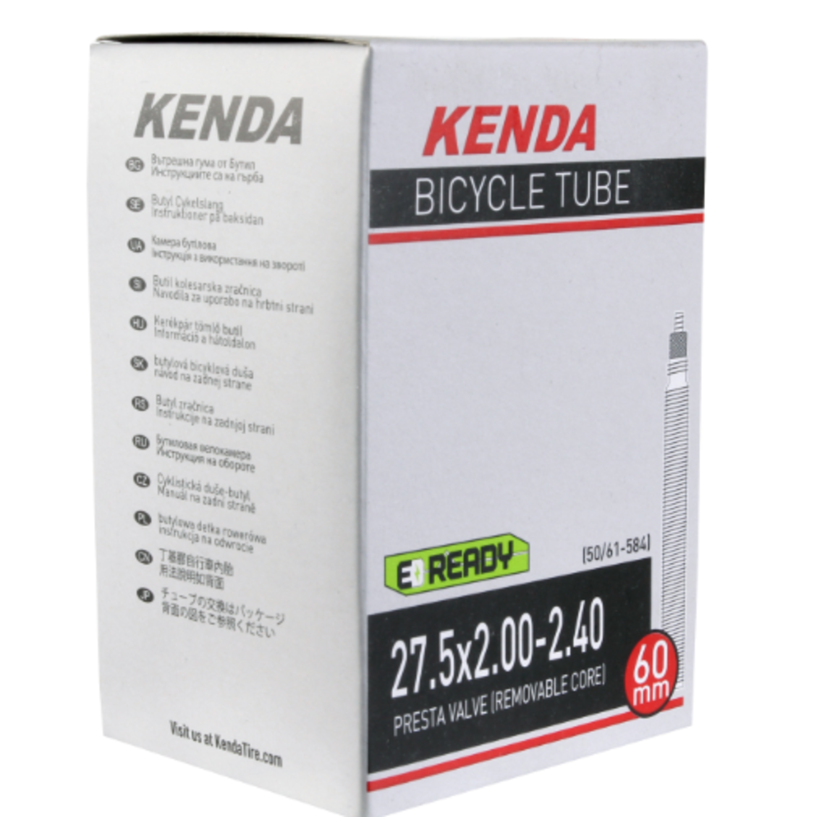 KENDA Butyl Tube, 27.5 (650b) x 2.0-2.4" PV/60mm - Each