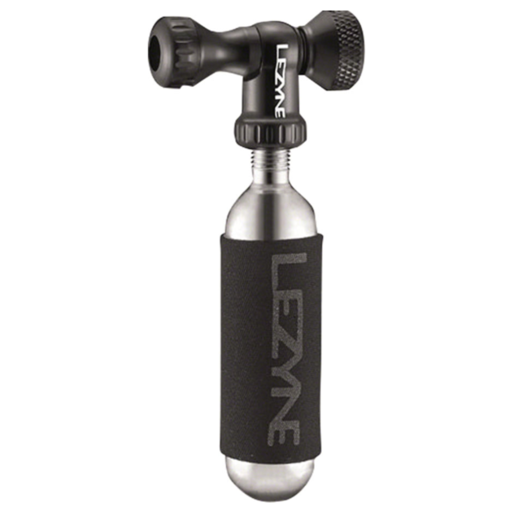 Lezyne Lezyne Control Drive C0-2 Inflator, Slip-fit Shcrader/Presta, includes 16g cartridge with Neoprene Sleeve: Black