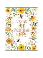 CARD - BIRTHDAY - BEES & FLOWERS