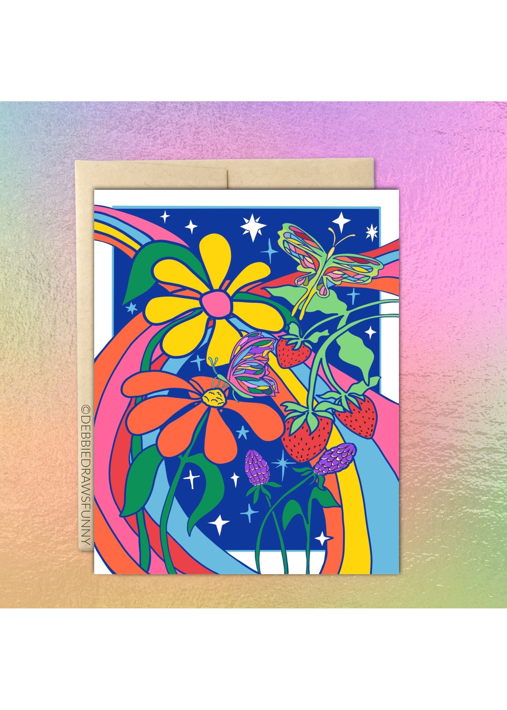Debbie Draws Funny CARD - Rainbow Daisies Art Card, Love & Friendship Card, Pride Card