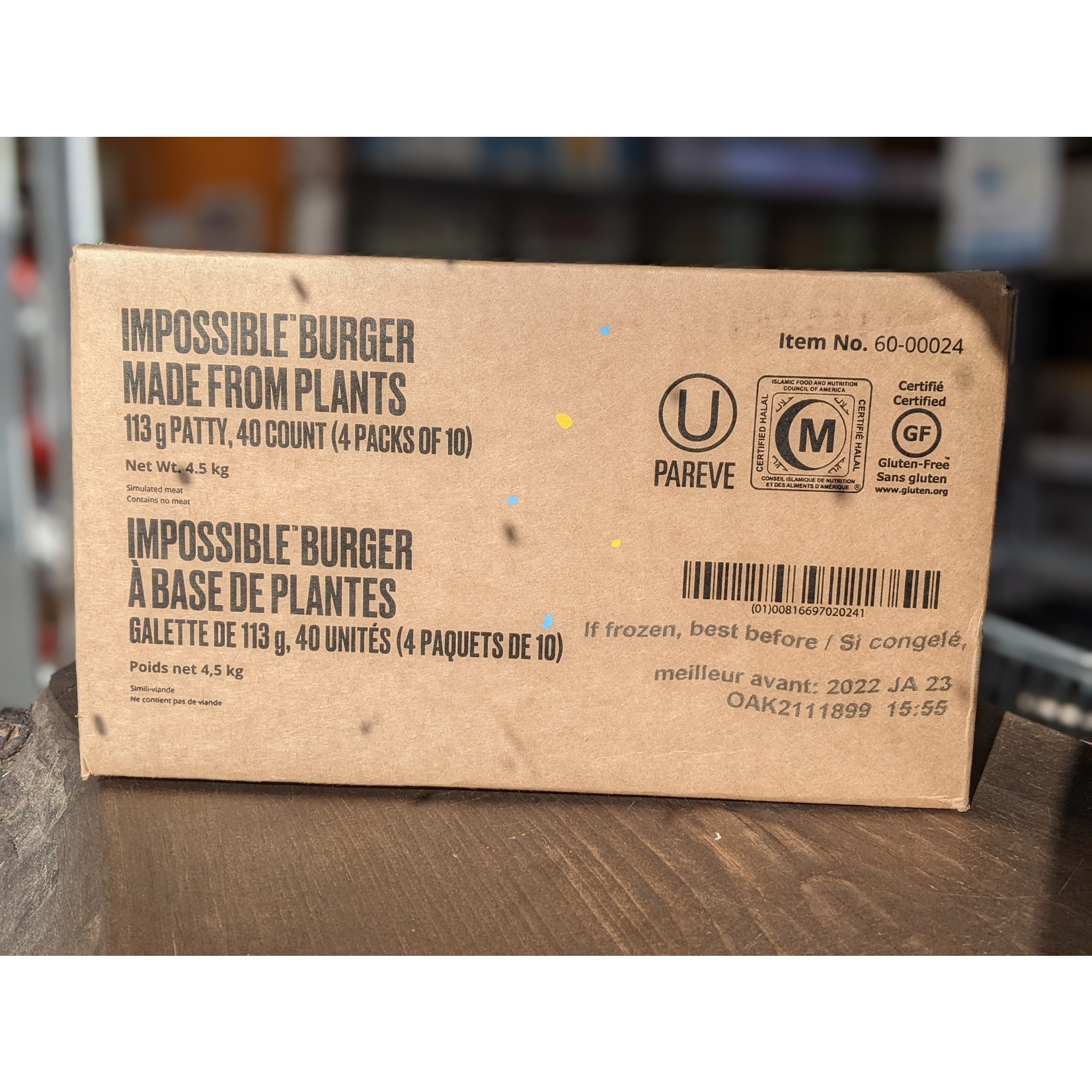 IMPOSSIBLE FOODS IMPOSSIBLE BURGER BULK CASE - 40 PACK