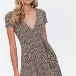 Leopard Mock Wrap Skort Romper