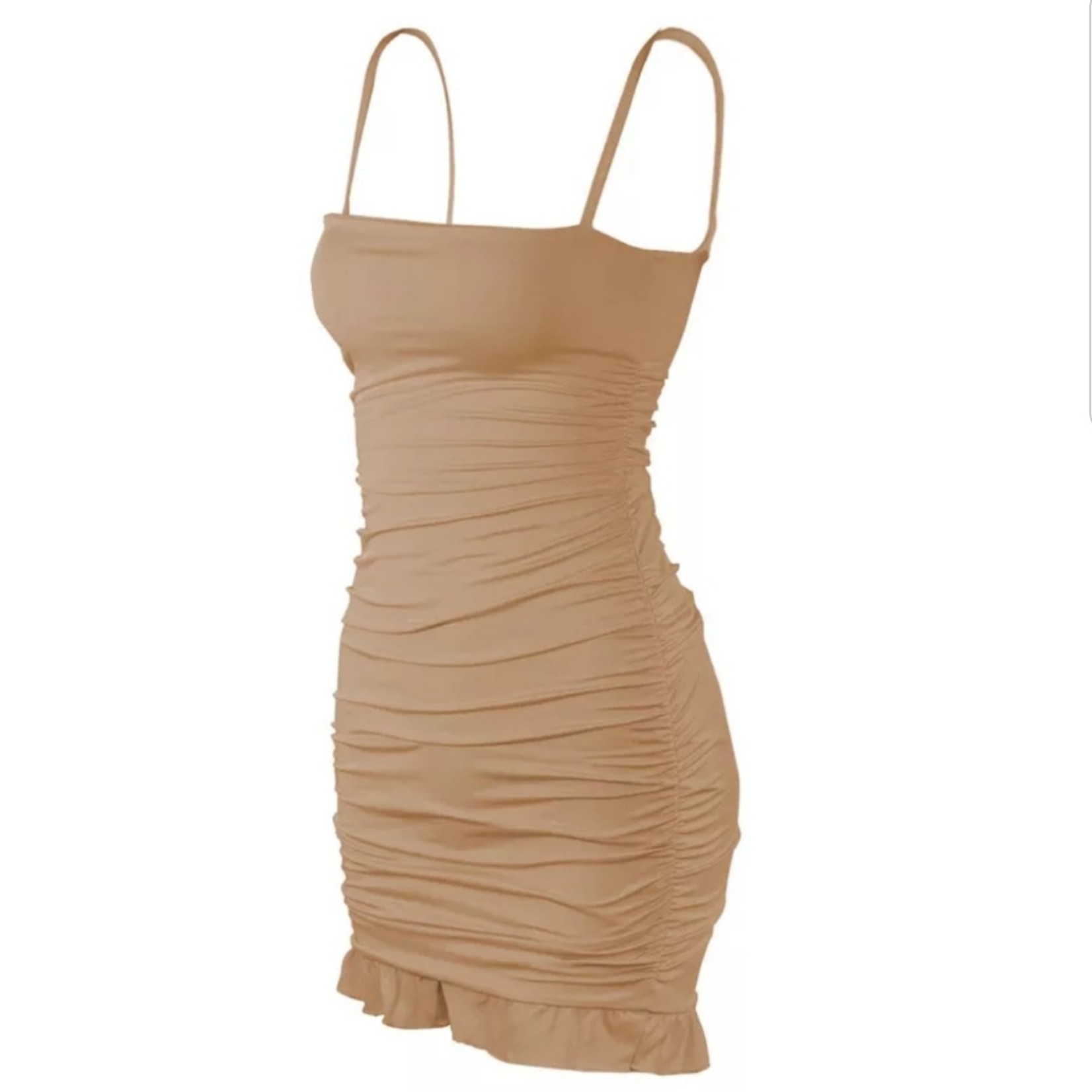 BEIGE RUFFLE DRESS