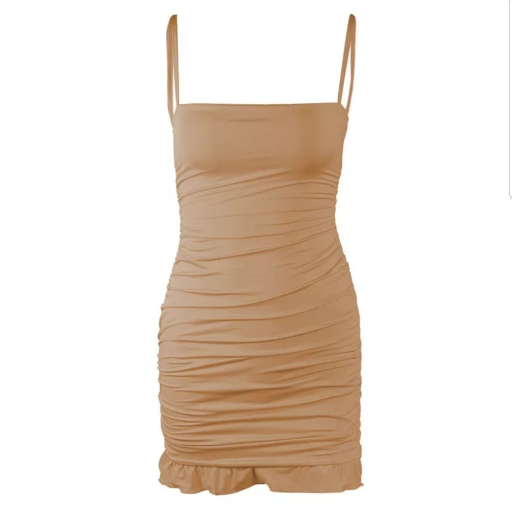 BEIGE RUFFLE DRESS