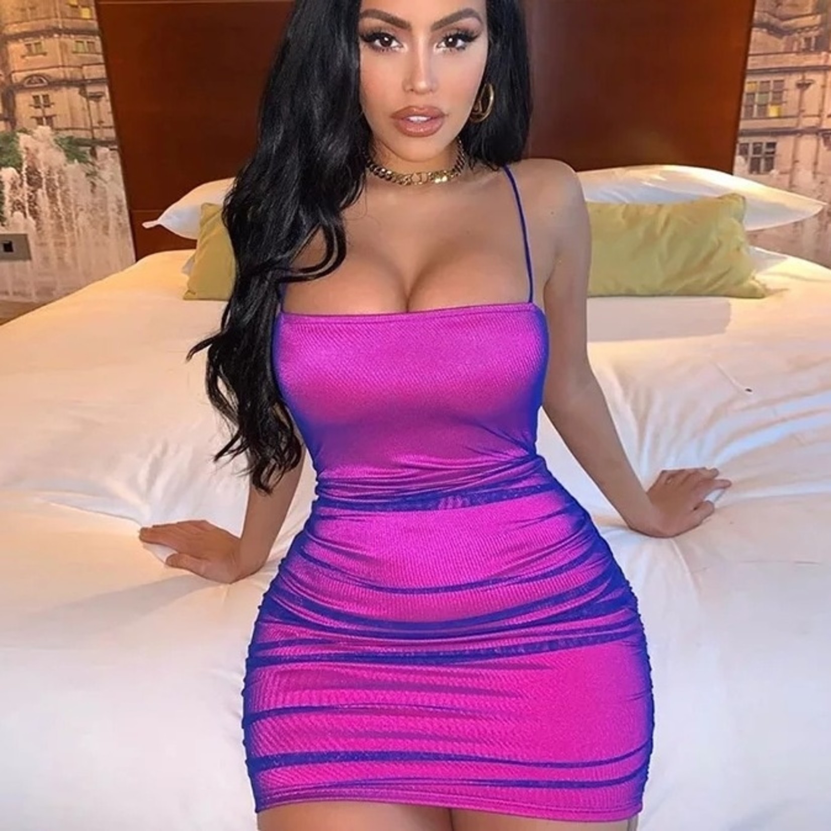 Mesh Splicing Ruched Backless Bandage Mini Dress
