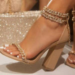 Square Toe Zipper Chain  Heels (7.5)