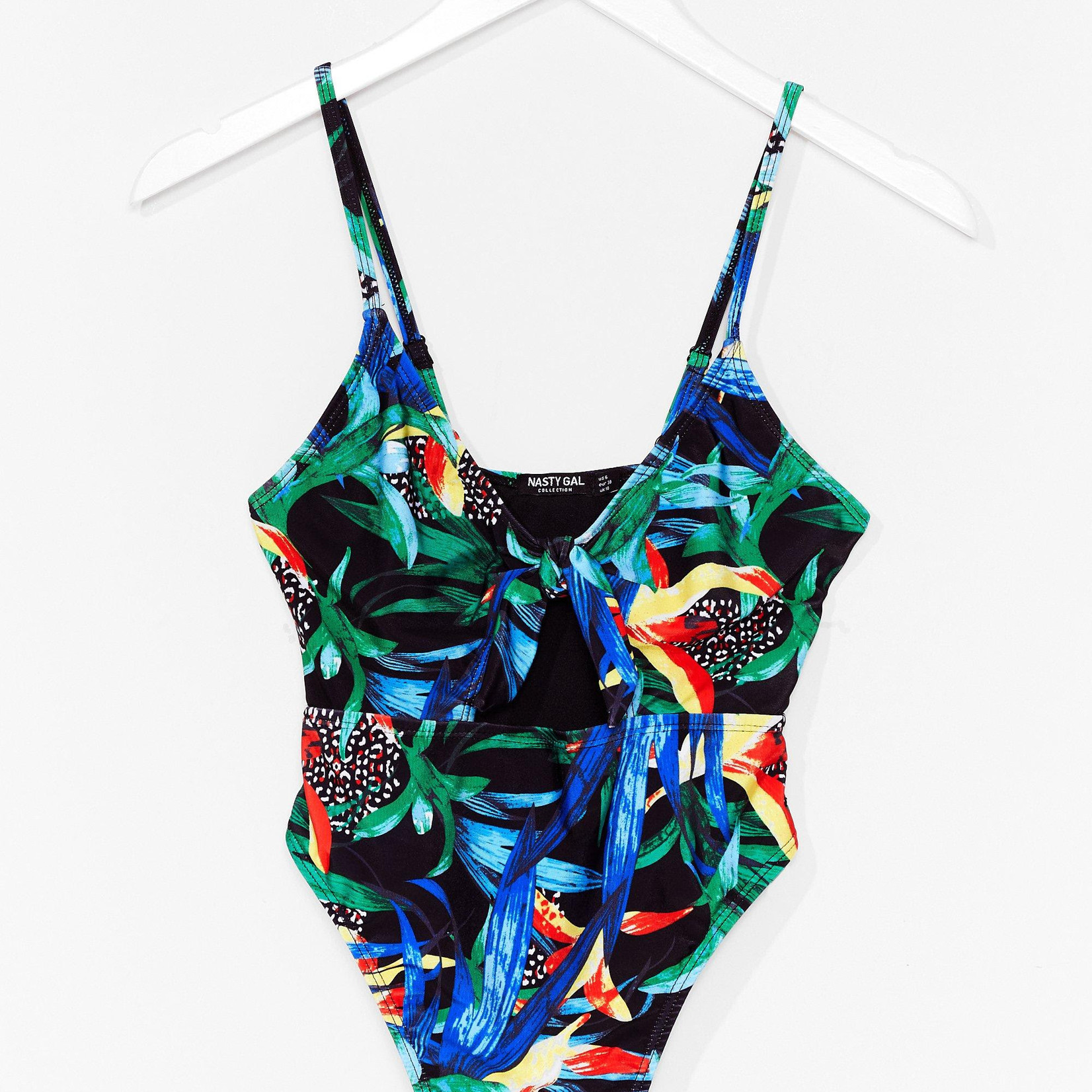 Tropical high leg cut-out swimsuit