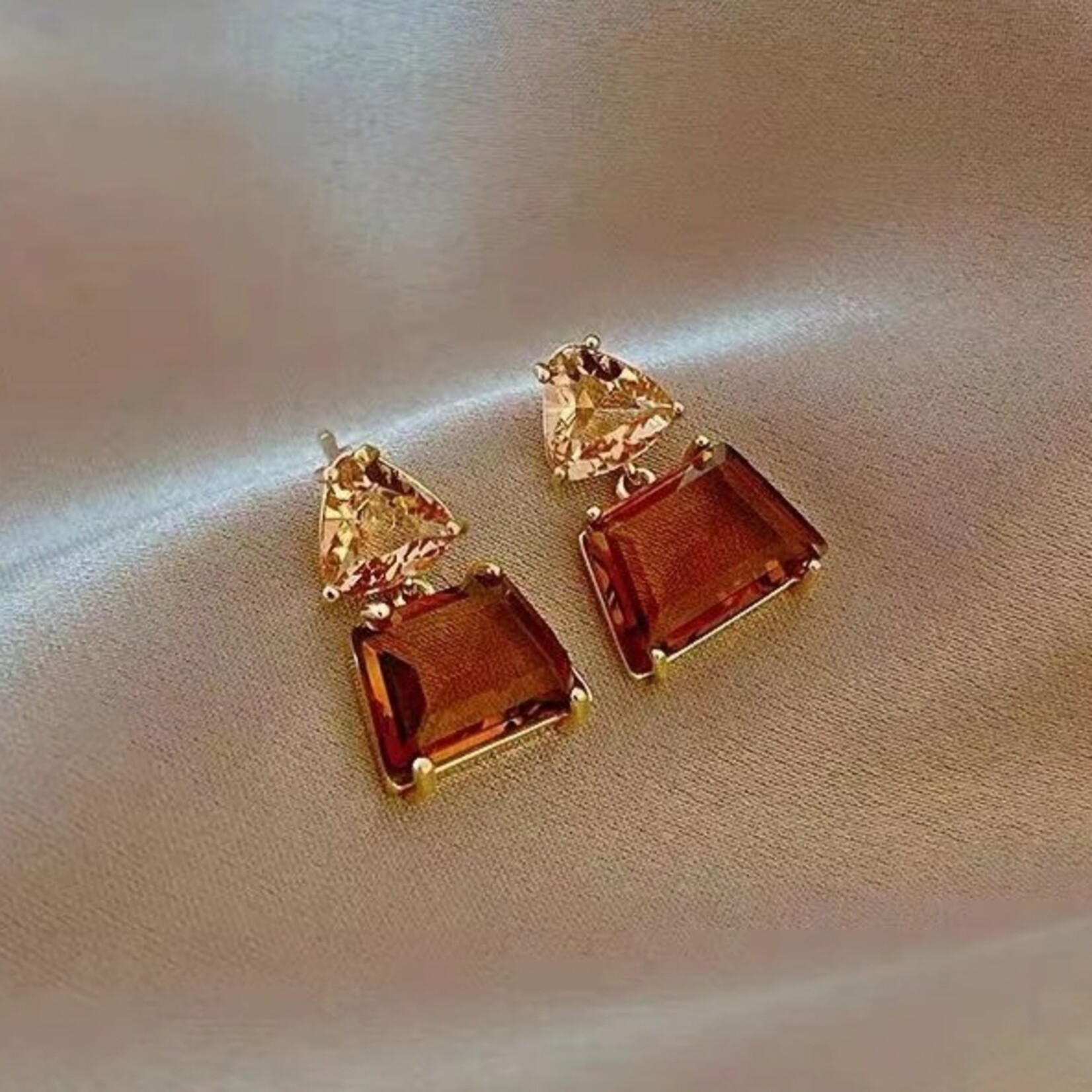 Crystal Earring - 2 Tier Square