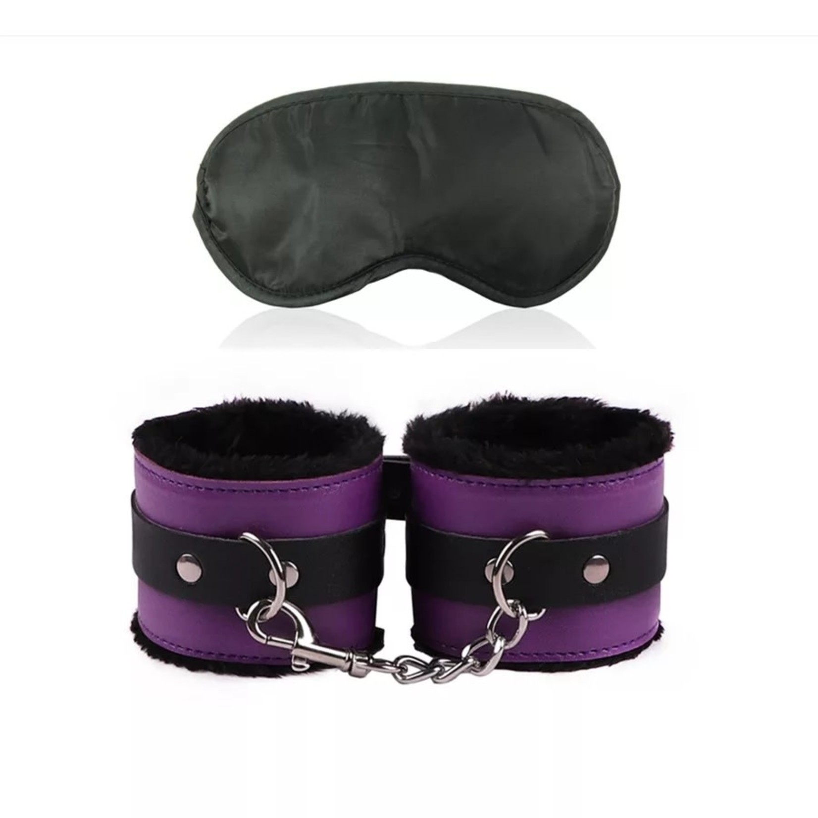 Leather Handcuffs & Blindfold Eye Mask