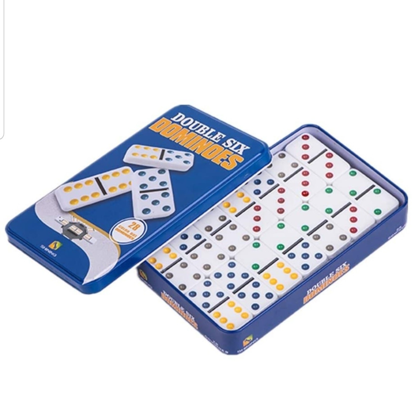 1210 | Offelec | Double Six Dominoes _Game Set with Tin Box