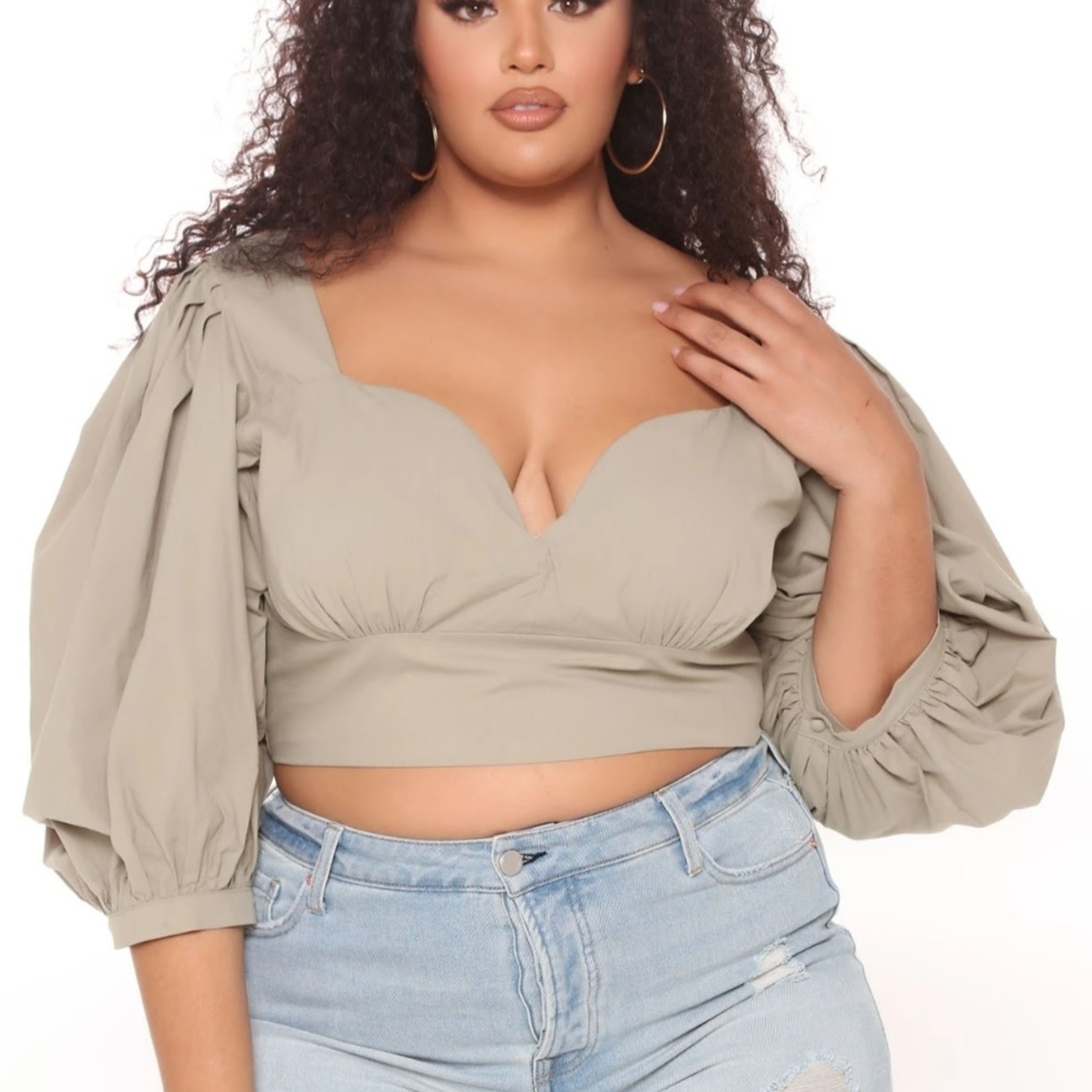 Melrose FNN  Lovers Cove Crop Top - Olive Size: M