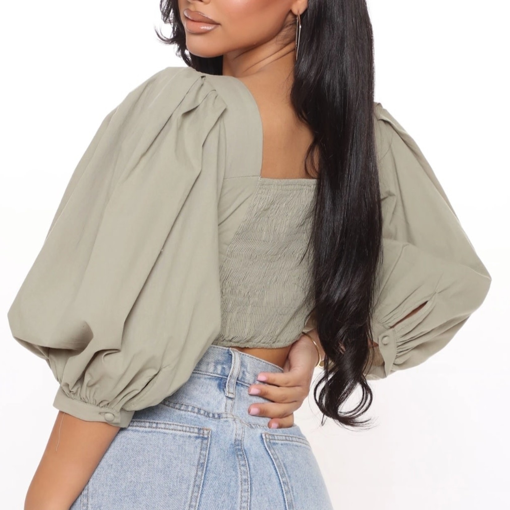 Melrose FNN  Lovers Cove Crop Top - Olive Size: M