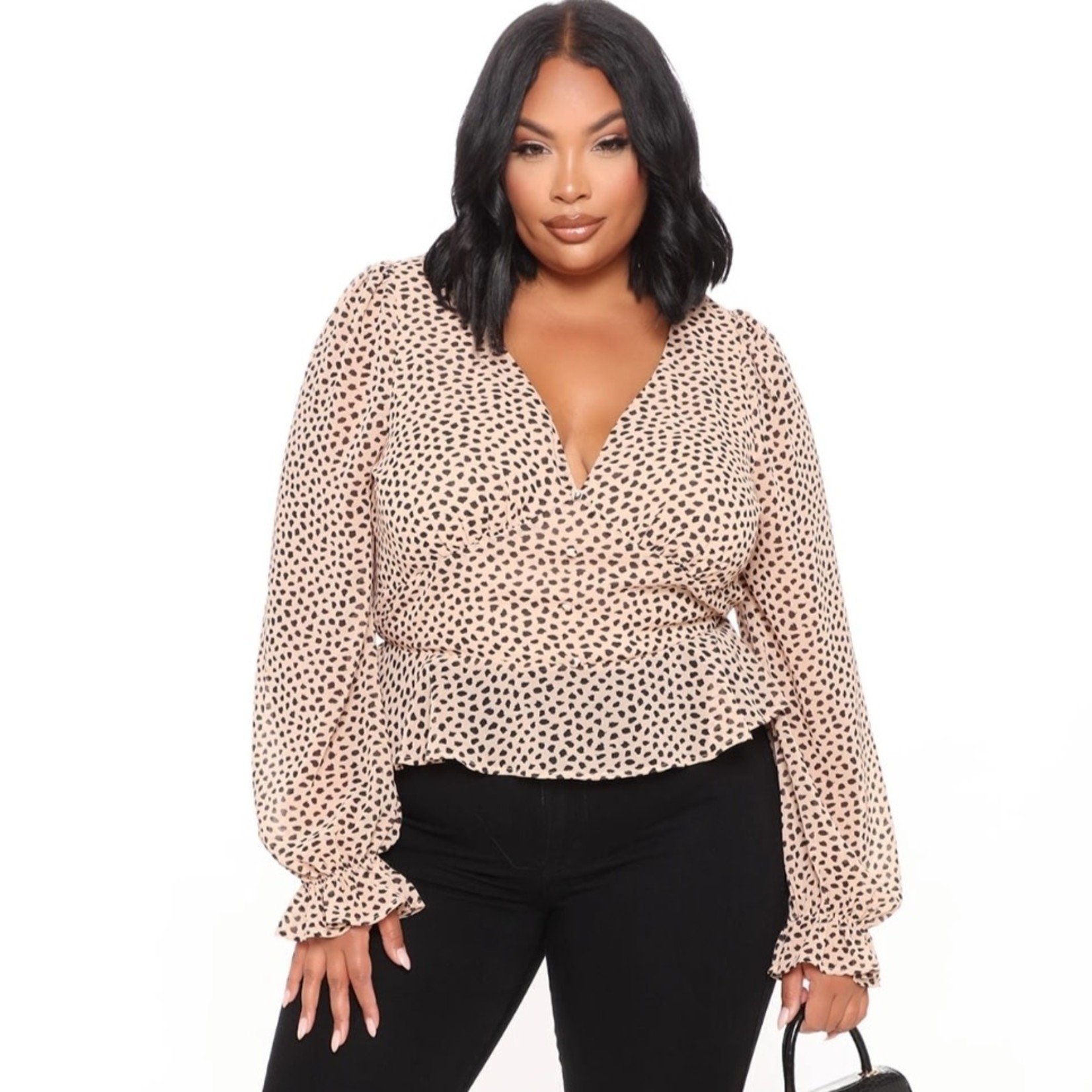 Melrose FNN  Sweet Armor Top - Taupe/combo Size: 2X