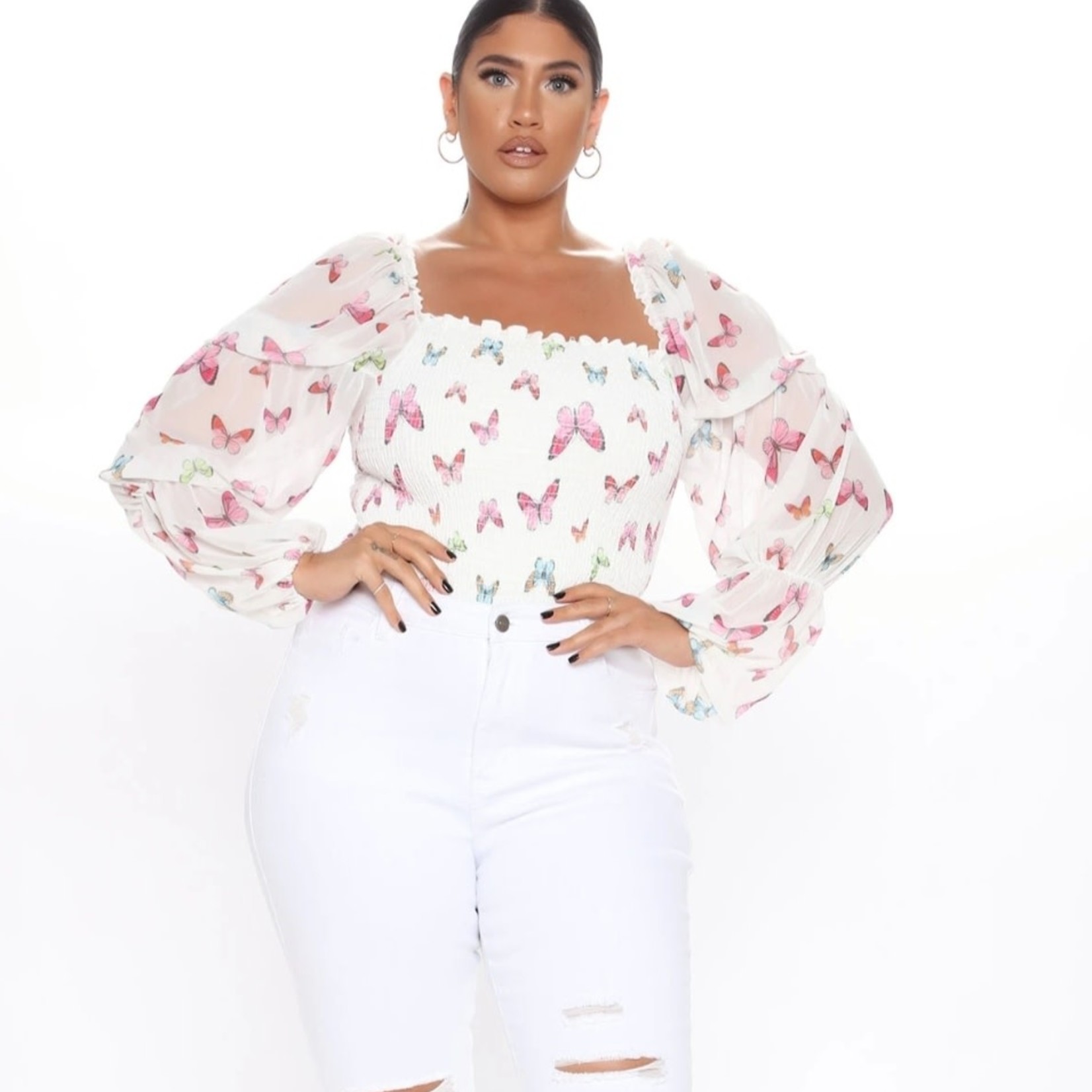 Melrose FNN Butterfly Top - White/combo