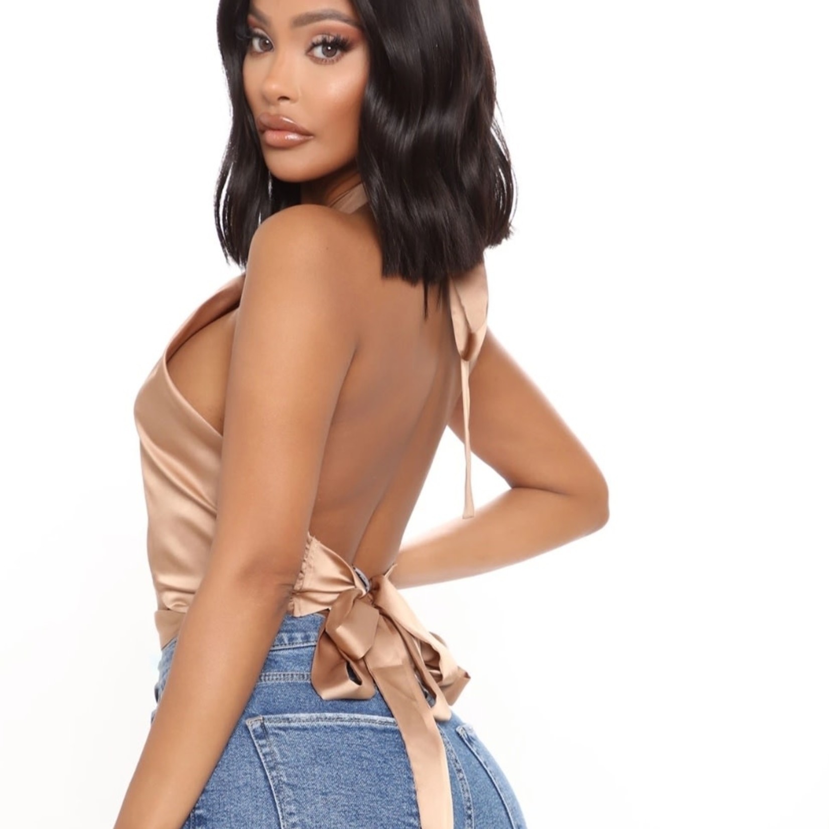 Melrose FNN Sweetheart Crop Top - Taupe Size: L