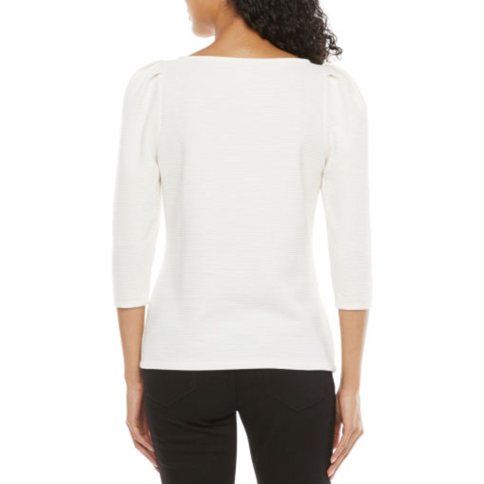 Melrose JPP Boat Neck 3/4 Sleeve Blouse  Color: Whisper White