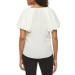 Melrose JPP  V Neck Short Sleeve Blouse  Size: XL  Color: Antique Ivory