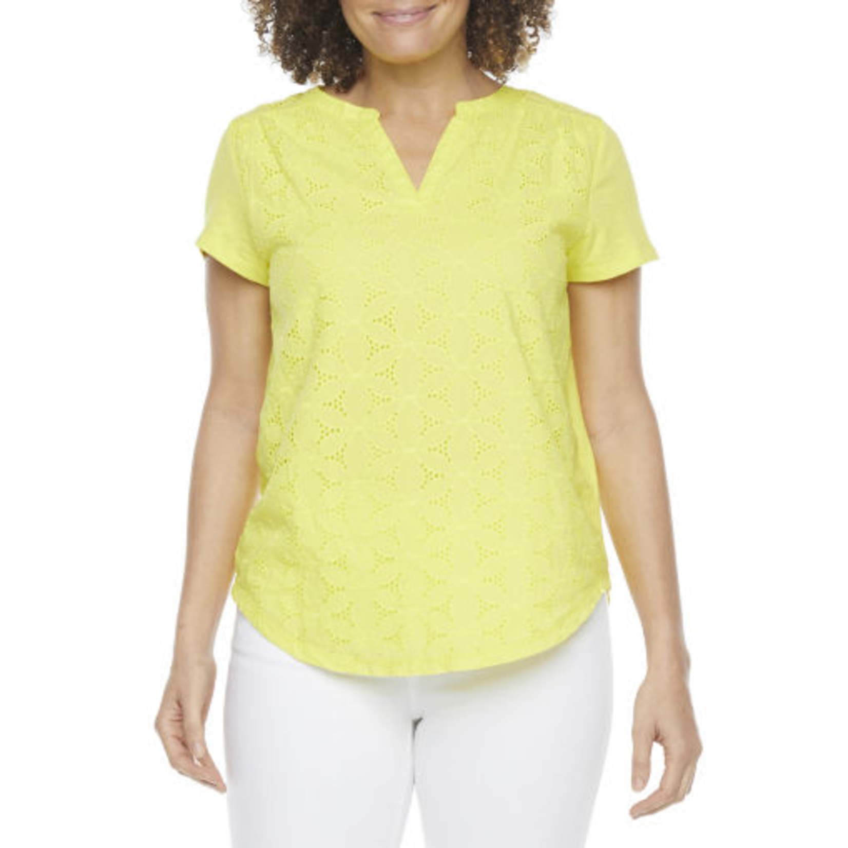 JPP  Split Crew Neck Short Sleeve T-Shirt  Size Range: Petites  Size: Petite X-Small  Color: American Navy